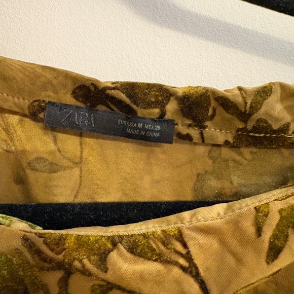 Zara One-Shoulder Olive Floral Midi Dress - Picture 3 of 4